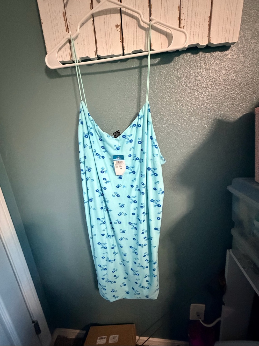 Rue21 Light Blue Floral Slip with Spaghetti Straps
